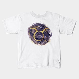 Taurus gold symbol with constellation on watercolor Kids T-Shirt